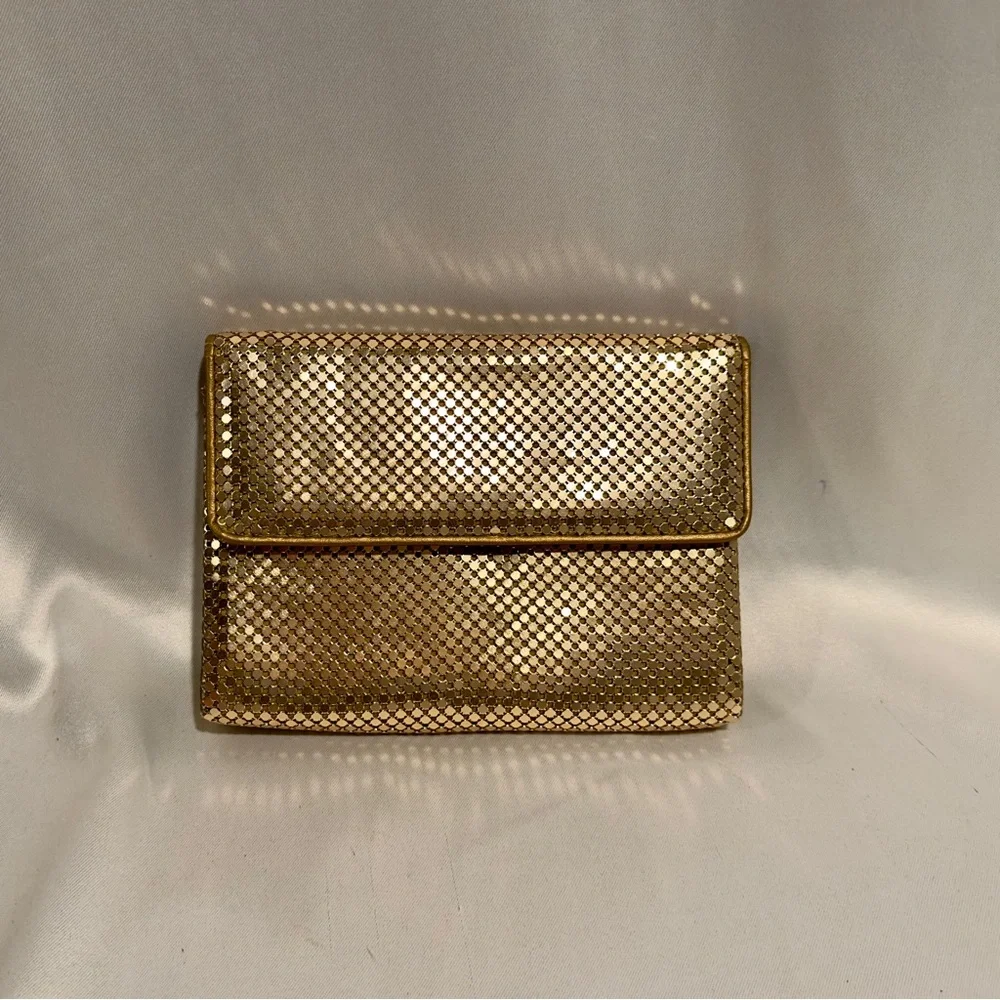 Vintage Whiting & Davis Gold Chainmaille Clutch Flap Purse